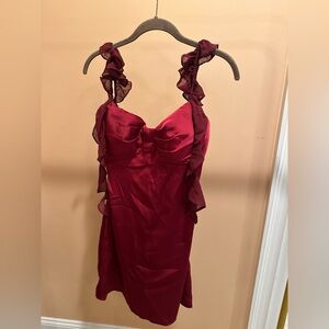 Elegant Burgundy Ruffle Dress